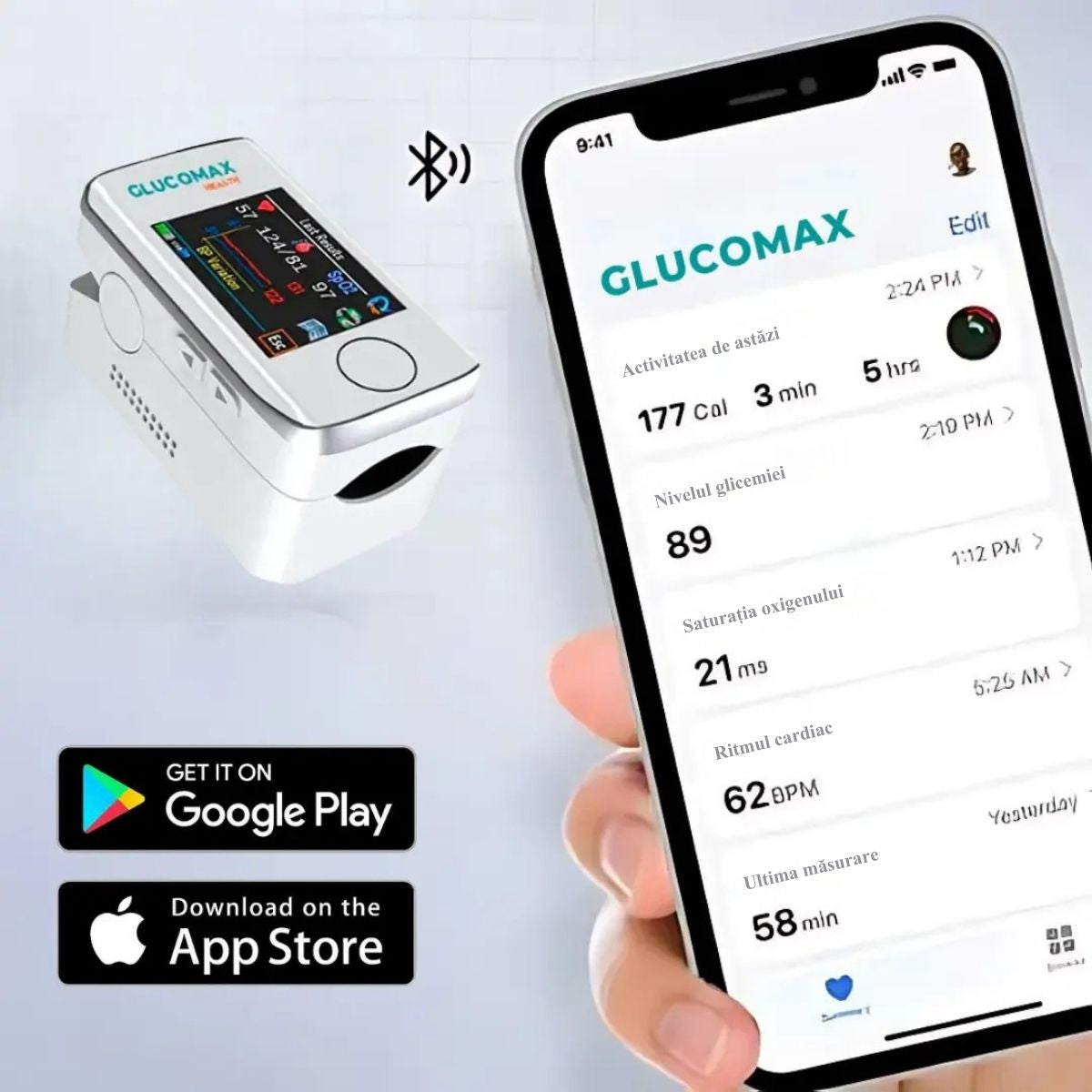 Glucometru pentru măsurarea glicemiei din sânge, neinvaziv GLUCOMAX